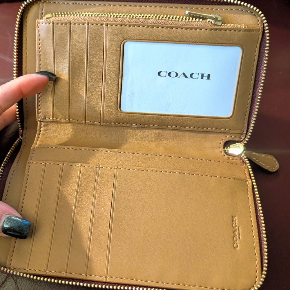 Coach Pink and Brown Wallet medium ID zip - Picture 7 of 13